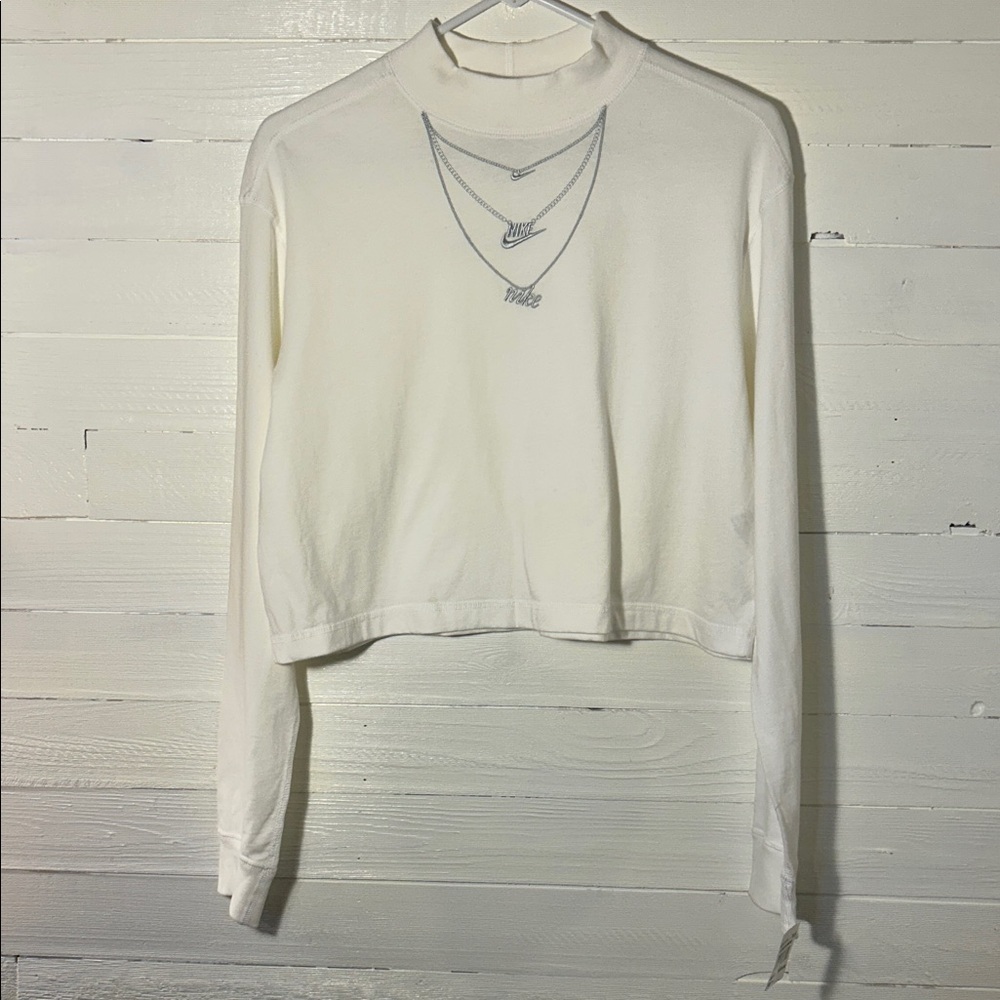 Nike Love at First Scroll mock turtleneck. Stitched necklaces. Women’s Small. - Picture 2 of 10